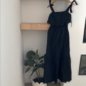 Chic Black Maxi Dress with Tie Straps